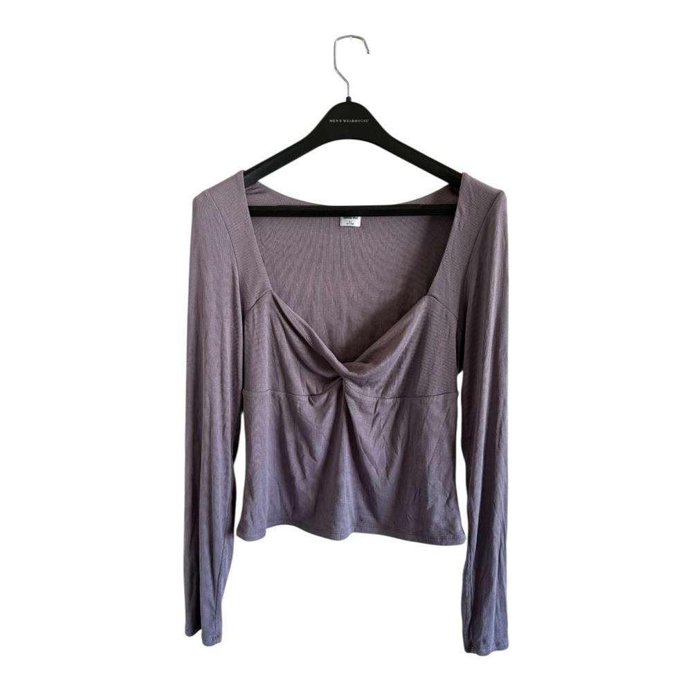 Aritzia Sunday Best XL Long Sleeve Twist Front Top - Mauve cropped